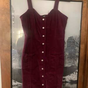 button-up corduroy maroon dress